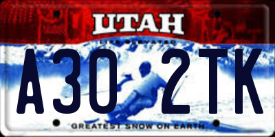 UT license plate A302TK