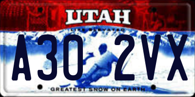 UT license plate A302VX