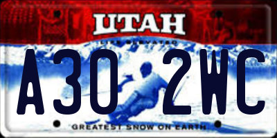 UT license plate A302WC