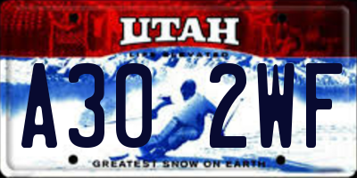 UT license plate A302WF