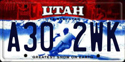 UT license plate A302WK