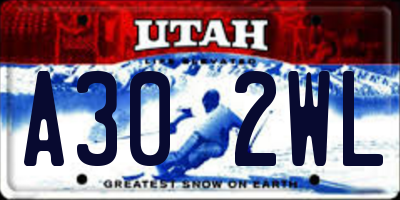 UT license plate A302WL