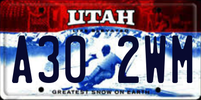 UT license plate A302WM