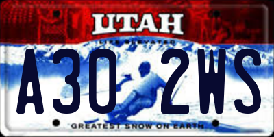 UT license plate A302WS
