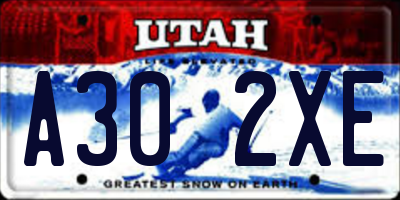 UT license plate A302XE