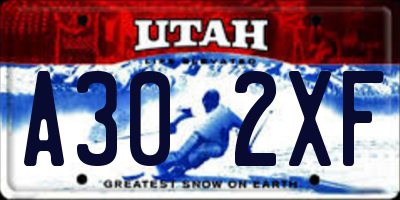 UT license plate A302XF
