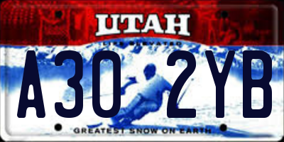 UT license plate A302YB