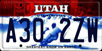 UT license plate A302ZW