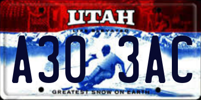 UT license plate A303AC