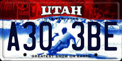 UT license plate A303BE