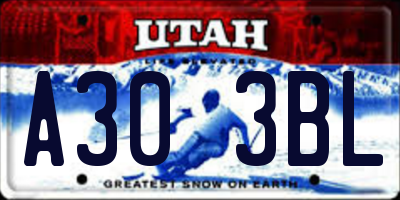 UT license plate A303BL