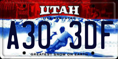 UT license plate A303DF