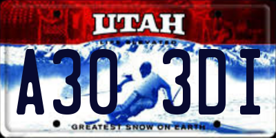 UT license plate A303DI