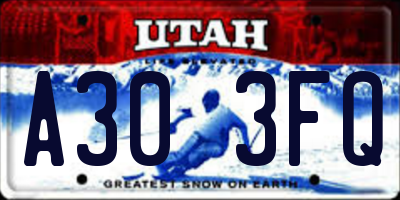 UT license plate A303FQ