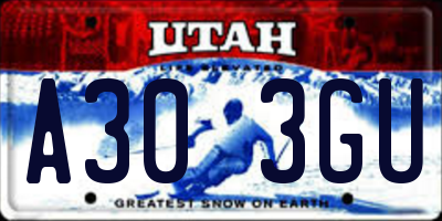 UT license plate A303GU