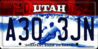 UT license plate A303JN