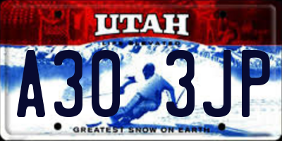 UT license plate A303JP