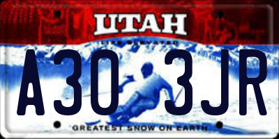 UT license plate A303JR