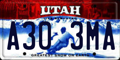 UT license plate A303MA
