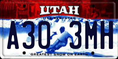 UT license plate A303MH