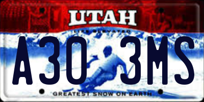 UT license plate A303MS