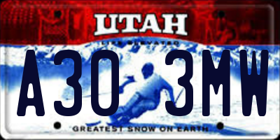 UT license plate A303MW