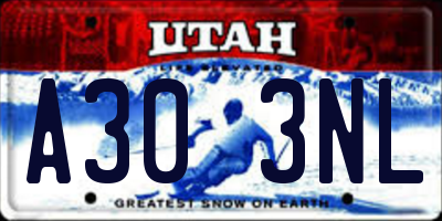 UT license plate A303NL