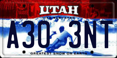 UT license plate A303NT