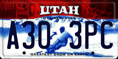 UT license plate A303PC