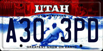 UT license plate A303PD