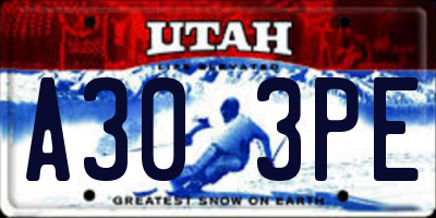 UT license plate A303PE