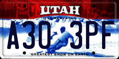 UT license plate A303PF
