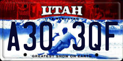 UT license plate A303QF