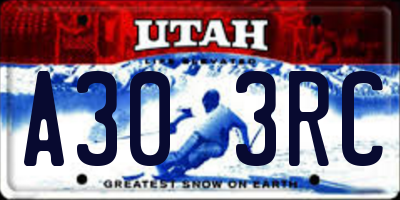 UT license plate A303RC