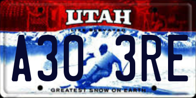 UT license plate A303RE