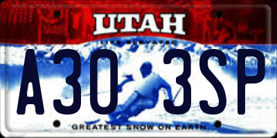UT license plate A303SP