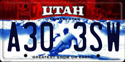 UT license plate A303SW