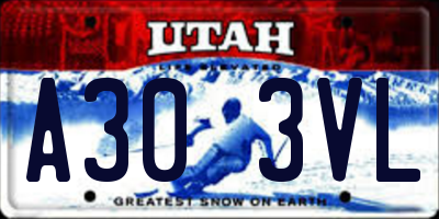 UT license plate A303VL