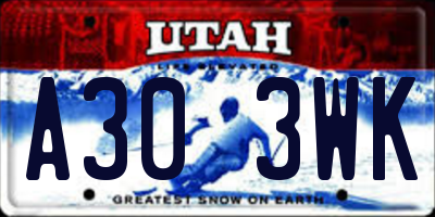 UT license plate A303WK