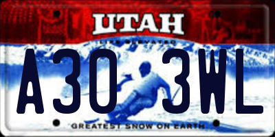 UT license plate A303WL