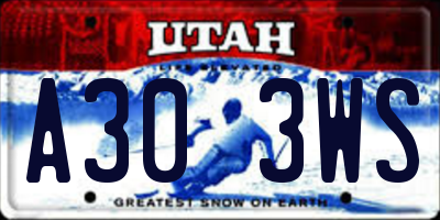 UT license plate A303WS