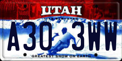 UT license plate A303WW
