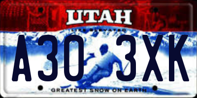 UT license plate A303XK