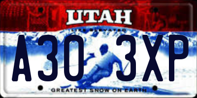 UT license plate A303XP