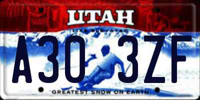 UT license plate A303ZF