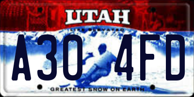 UT license plate A304FD