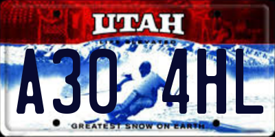 UT license plate A304HL