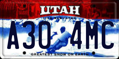 UT license plate A304MC
