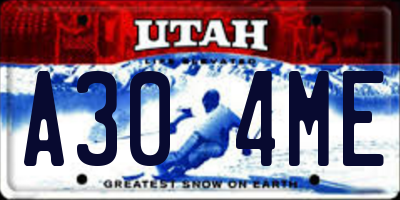 UT license plate A304ME