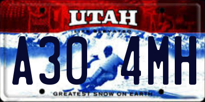 UT license plate A304MH
